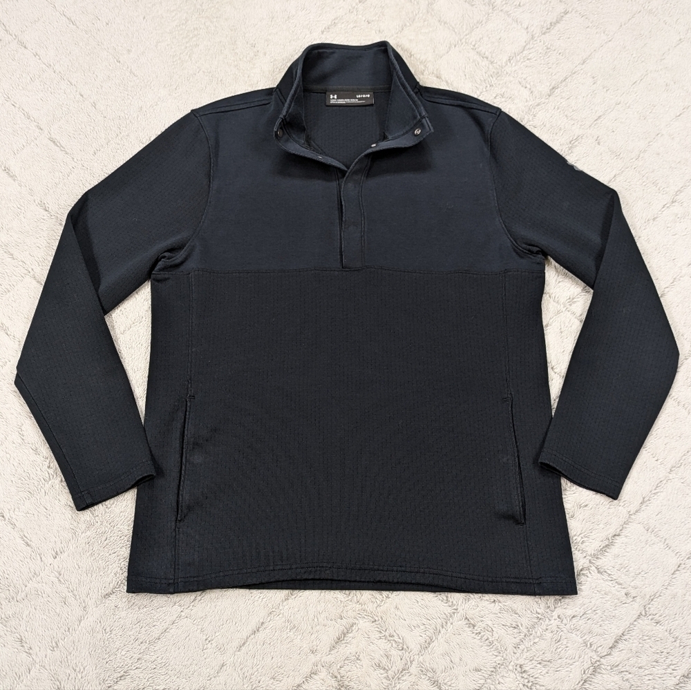 Under Armour Sweatshirt Men's L Black ¼ Snap Pullover Performance Fleece Pockets